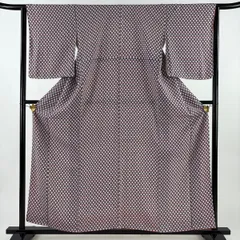 【美品】 小紋 身丈158cm 裄丈64.5cm M 袷 桜 濃紫 正絹 優品 【中古】