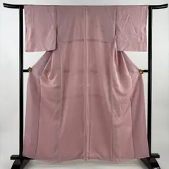 色無地 身丈162cm 裄丈63cm S 袷 地紋 ピンク 正絹 優品 一つ紋 【中古】