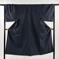 男着物 身丈139cm 裄丈68.5cm S 袷 アンサンブル 紬 亀甲絣 濃紺 正絹 優品 【中古】