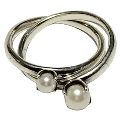 4℃(ヨンドシー) リング シルバー×アイボリー 2連