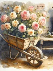 【売りつくしセール中】ダイヤモンド アートキット 【薔薇の花を積んだ手押し車】 ラウンドビーズ　111