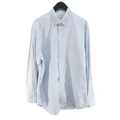 ジョルジオアルマーニ GIORGIO ARMANI LE COLLEZIONI ストライプ柄 長袖 シャツ 41 水色 ライトブルー イタリア製 胸ポケット