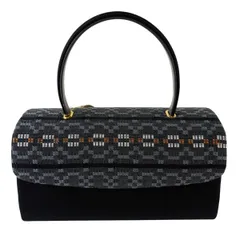 【美品】 和装バッグ 優品 カジュアル 幾何学 黒 正絹 和装小物  【中古】