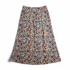 ローラアシュレイ Laura Ashley スカート 花柄 フレア ウエストゴム 赤 青 ベージュ系 7サイズ 984992