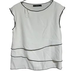 C422 ZARA BASIC ザラベーシック ブラウス シャツ ノースリーブ ホワイト レディース S