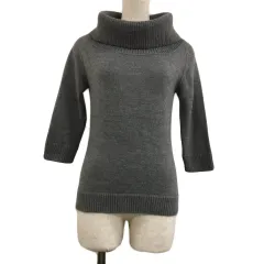 組曲sis クミキョクシス KUMIKYOKU SIS セーター ニット プルオーバー オフタートル 無地 ウール 七分袖 2 グレー