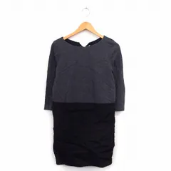 ロートレアモン LAUTREAMONT ワンピース プルオーバー バックリボン 膝丈 七分袖 1 グレー ネイビー /ST54