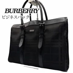 希少✤【BURBERRY／バーバリー】ビジネスバッグ／トートバッグ　シャドーチェック キャンバス／レザー A4可 日本製 ブラック（黒）0120