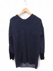 ロッソ ROSSO アーバンリサーチ ワンピース ニット 切替 Vネック 長袖 ひざ丈 F グレー 灰 ネイビー 紺 /FT12