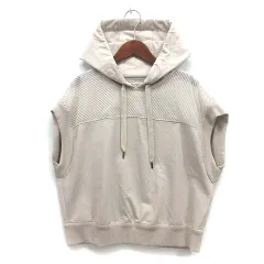 ブルネロクチネリ BRUNELLO CUCINELLI 2023SS スパンコール 装飾 ライト スウェット パーカー シルクシフォン 切替 ライトベージュ Sのサムネイル