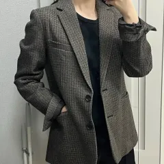 レディース ウール チェック柄 ジャケット