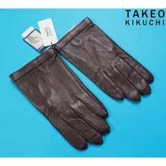 新品 TAKEO KIKUCHI タケオキクチ 本革 ラムレザー  タッチパネル対応 手袋/グローブ 手囲い24cm(M)茶 TK37055