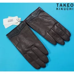 新品 TAKEO KIKUCHI タケオキクチ 本革 ラムレザー タッチパネル対応 手袋/グローブ 手囲い24cm(M)濃茶 TK318008