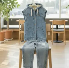 イザベル マラン 内側 ファー バイカラー デニムベスト アウター 36 n2411