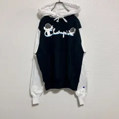 【稀少柄】CHAMPION チャンピオン　リバースウィーブ　プルオーバーパーカー　オレオ　黒白　S
