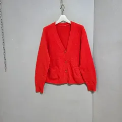 ウール素材 レッド カーディガン M n0402