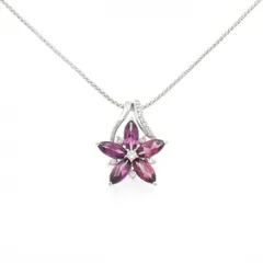 K18WG フラワー ガーネット ネックレス 3.40CT