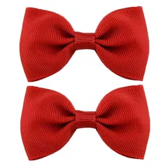 【人気商品】GFun 髪飾り リボン 小さめ 縞 子供 2個セット クリップ ヘアアクセサリー バレッタ 袴 卒園式 結婚式 発表会 浴衣 洋服 赤