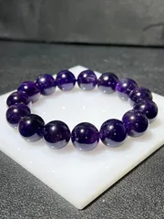 天然石　大粒　アメジスト　ブレスレット　14㍉約17㌢★や51★