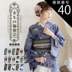 種類40：L/10花紋散らし 灰梅 洗える着物 セット 「袷着物＋京袋帯の2点セット 全15柄」 KIMONOMACHI オリジナル きもの福袋 サイズS/M/L/LL コーディネート済み着物セット 小紋 レディース キモノ ss2509kck10
