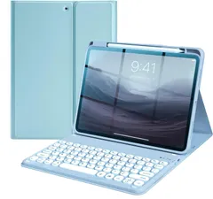 【人気商品】薄型 軽量 分離式 マグネット 女性向け カバー キーボード キーボード iPadPro10.5 かわいい iPadAir3 丸型キー 上側ペンシル収納可能 ケース 7世代 ビジネス / / 8 第9 学生ブルー iPad iPad インチ キーボ