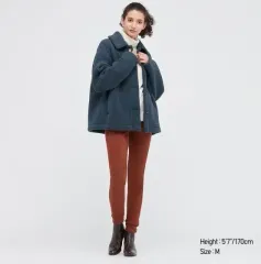 ユニクロ ボア フリース ショートコート ブルー S