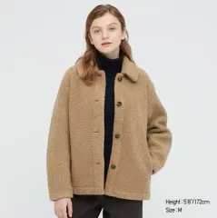 ユニクロ ボア フリース ショートコート ベージュ S