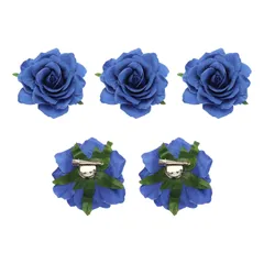 【在庫処分】ヘアクリップ4インチ 花 花 バラ ヘアピン女性用 5個 花ブローチヘアアクセサリーブルー uxcell