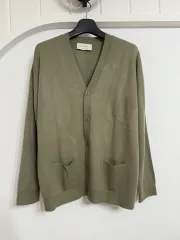 メンズ Vネック カーディガン カーキ