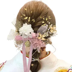 [SOMILA] 【5色展開】成人式 髪飾り 卒業式 髪飾り リボン ドライフラワー アジサイ 和装 振り袖 着物 和風 結婚式 七五三 和玉 造花飾り ヘアーアクセサリー かすみ草 人気 和服 袴 花 浴衣 （XTS008）