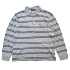 McGREGOR マックレガー 長袖ポロシャツ ボーダー サイズLL グレー ピケ メンズ