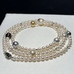 【超ロング 100㎝】白蝶 黒蝶真珠 アコヤパール ネックレス 6.0～13.8㎜ 76g 本真珠 SILVER刻印 リアル pearl jewelry necklace SS092