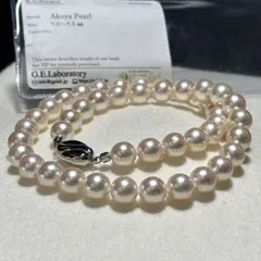 未使用【大珠】照り◎ アコヤパール ネックレス ホワイト 9.0〜9.5㎜ 45㎝ 52.5g SILVER刻印 本真珠 リアル pearl jewelry necklace SS100