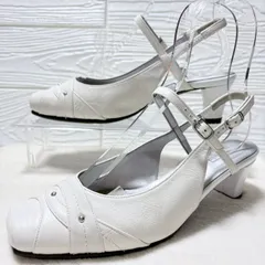 ASICS pedala アシックス ペダラ ラメ付き ストラップ パンプス 23.5cm 3E ホワイト スクエアトゥ