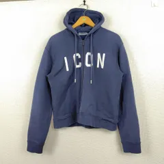 DSQUARED2 ディースクエアード スウェットパーカー ロゴプリント ジップパーカー　ネイビー XSサイズ メンズ 古着 ストリート