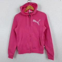 PUMA プーマ スウェット パーカー フルジップ ピンク Lサイズ レディース 古着 スポーツMIX ストリート　Y2K