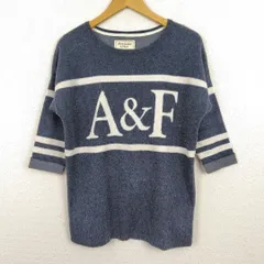 Abercrombie & Fitch アバクロンビー＆フィッチ ニット デカロゴ ブルー Sサイズ  古着 ストリート アメカジ