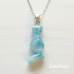 ラリマー ペンダントトップ 猫ちゃん 天然石