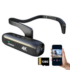 [New] 128G 4K Body Camera with 2200mAh Battery, 5-7 Hours of Operation, 6-Axis Anti-Shake, Wearable Camera, WiFi Connection, APP Control, Head Camera for Meetings, Travel, and Vlogging (dfe5949e)