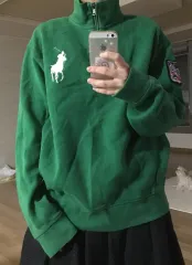 ポロラルフローレン ビックポニー ハーフジップ グリーン スウェット ヴィンテージ