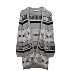 CECIL McBEE セシルマクビー エスニック ライト グレー オープン カーディガン