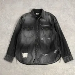 定価3.3万 CALEE ダメージリペア加工 ブラック デニム ワーク シャツ キャリー