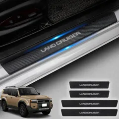 HUDIY（フーディ）サイドステップガード 新型ランドクルーザー250 250系 (2024年4月~) スカッフプレート 内装 フロント・リアセット ドアガードステッカー 滑り止め 汚れ・キズ防止 日本語の取り付け説明書付き 4点セット