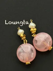 4060桜をイメージしました チェコビーズピアス パールピアス ピンク 樹脂ピアス