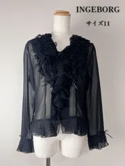 ingeborg インゲボルグ　レース　ブラウス　フリル　リボン　黒　長袖　11