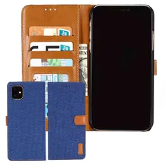 ★即日発送★【 Anrek 】iPhone 11 Pro (アップル アイフォン トリプルカメラ搭載や5.8インチ) 対応 APPLE デニム材料 手帳ケース (ブルー) アイフォン11 プロ iphone11pro ケース カバー 手帳型 カード収納 サイド
