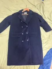 ダブル ボタン ロング コート ネイビー