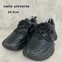 nano universe ナノユニバース プラットフォームレースアップスニーカー 黒 ブラック 38サイズ 24.5cm 厚底スニーカー レザー調 艶 合皮 フェイクレザー 673-1233001 カジュアル きれい  ★ ■■