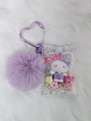パープル CHECK ハローキティ ボタン バッグ キーホルダー