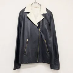 CELINE　セリーヌ　フィービー期　レザージャケット　ライダース　バイカラー　ゴールドジップ　ラムレザー　ブラック　イタリア製　レディース　36　a00869
